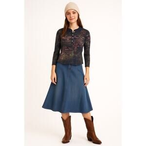 Boho Chic Women’s Top Small Dark Gray Floral Abstract Half Sleeve